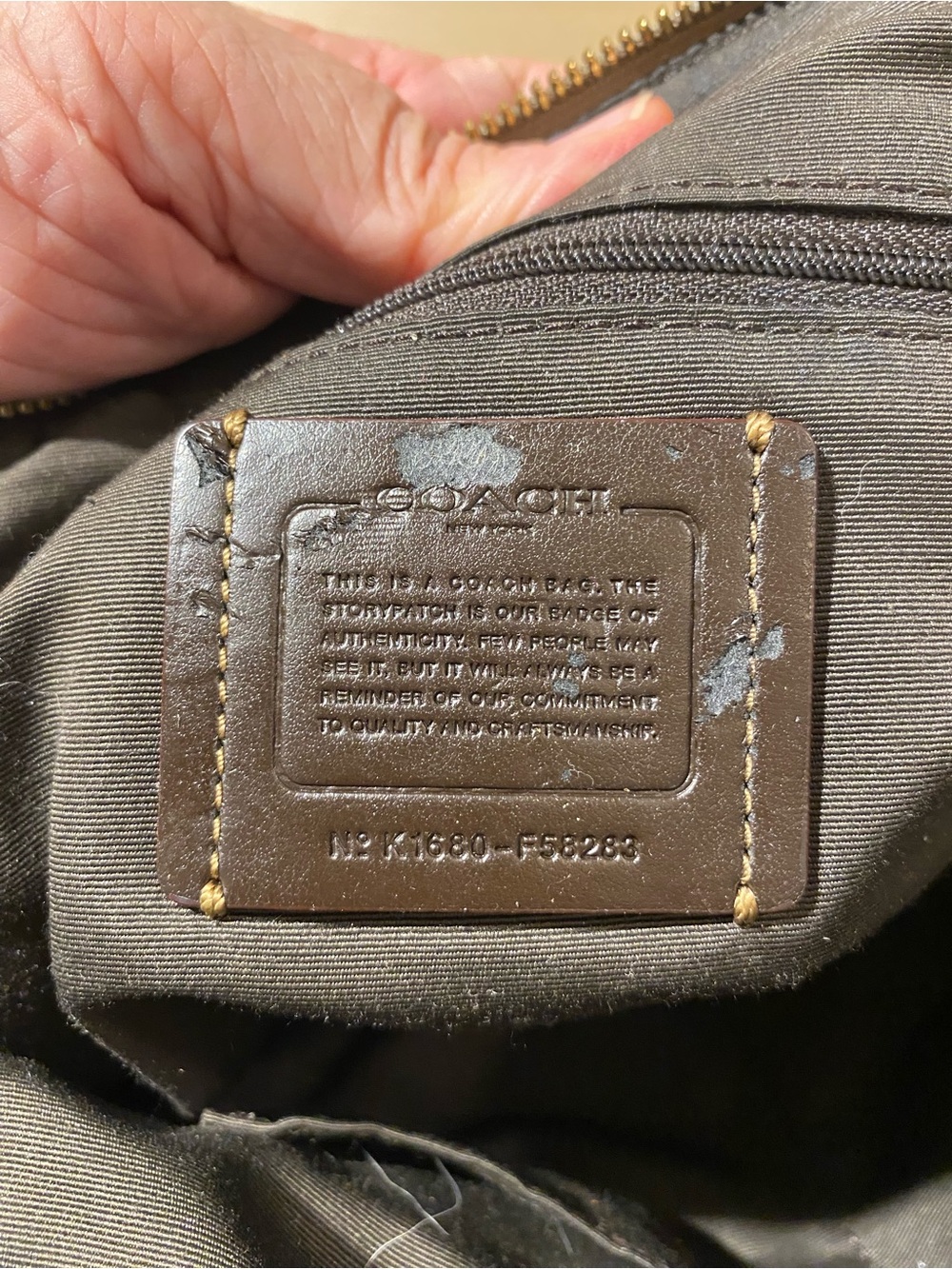 Coach Monogram Canvas Crossbody Satchel in Khaki and Dark Brown (SK) - Picture 10 of 11